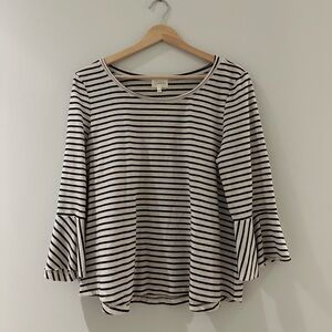 Anthropologie Deletta Striped Black and White Women's Top